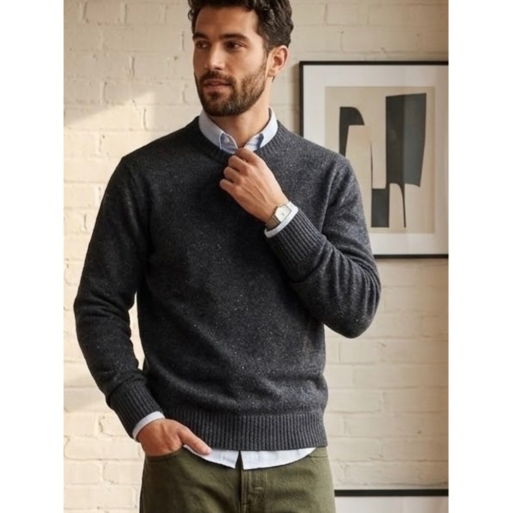 J.Crew Mens dark blue Merino Wool Blend Crewneck Sweater Medium